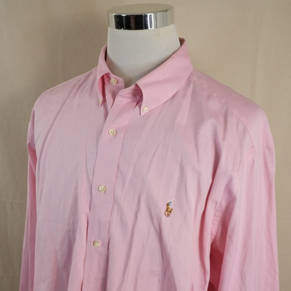 Polo Ralph Lauren XXL Classic Fit Lightweight Oxford Shirt Pink Cotton Mens